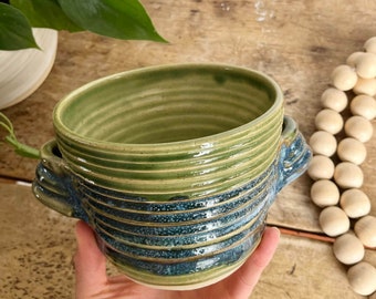 Pottery Bread Baker Green Ceramic Handmade Pottery Bread Bowl Bakeware Green Stoneware Loaf Pan Pottery Handmade Bread Pot Ceramic Loaf Pan