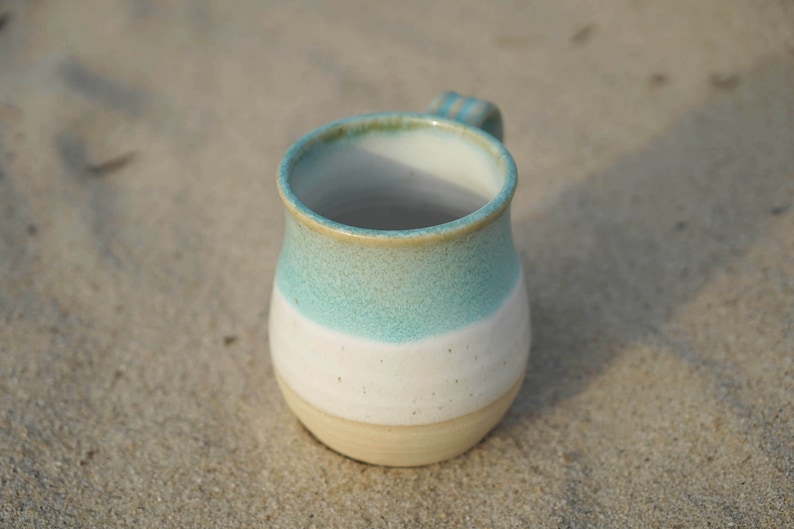 Handmade 16 oz Green Pottery gift Mug Green Stoneware Mug Handmade Pottery Mug Green gift coffee cup Green