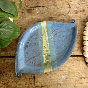 Handmade Pottery Appetizer Platter Hors d&#39;oeuvres Ceramic Blue Platter Pottery Charcuterie Tray Blue Serving Ceramic Plate Stoneware Dish