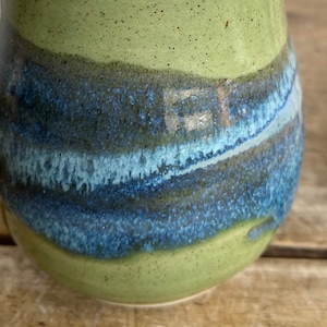 Handmade 16 oz Green Pottery gift Mug Green Stoneware Mug Handmade Pottery Mug Green gift coffee cup Green