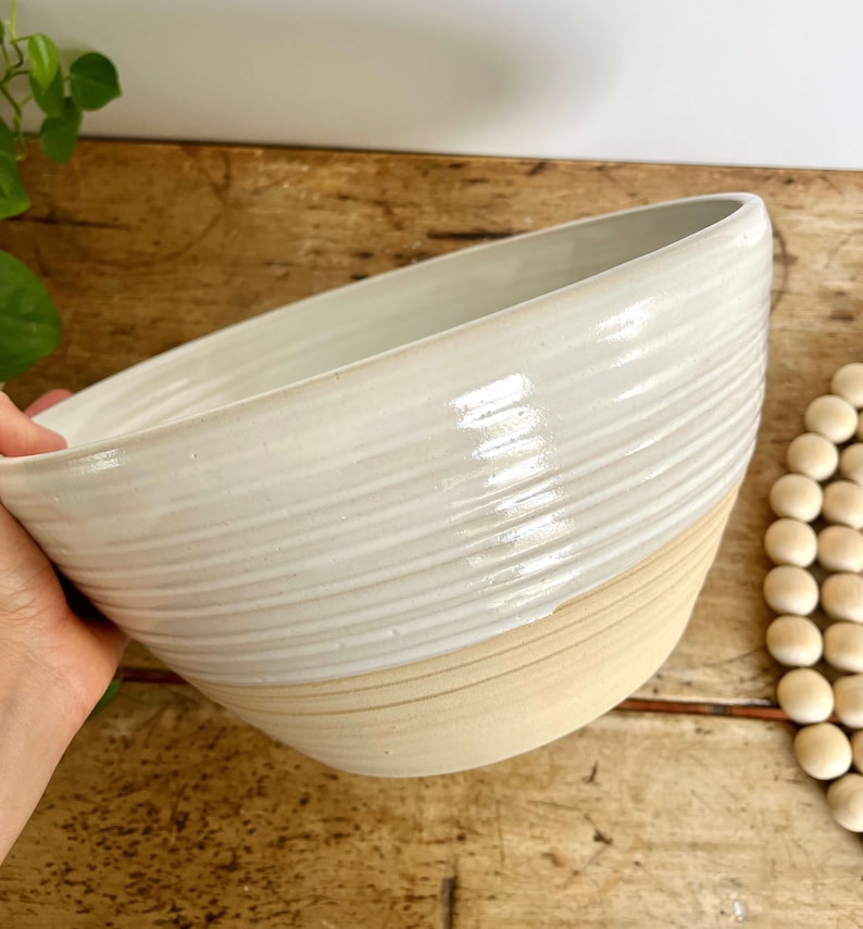 Bridal Shower Gift Bowl Serving Large Bowl Handmade Pottery Bowl Large White Serving Bowl Ceramic Bowl Large