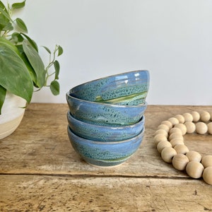 Pottery Dip Bowl Green Handmade Snack Bowl Food Prep Bowl Ceramic Food Prep Dish Green Kitchen Set Bowl Small Accent Bowl Set Snack Dish Set