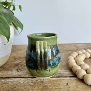 Handmade 16 oz Green Pottery gift Mug Green Stoneware Mug Handmade Pottery Mug Green gift coffee cup Green