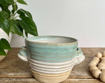 Soup Crock French Onion Soup Bread Bowl Aqua Baker Ceramic Teal Baker Pottery Handmade Ceramic Bread Pot Bakeware Pottery Turquoise Baker