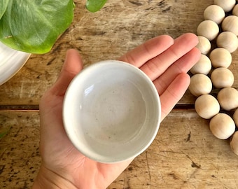 White Ring Dish Trinket Dish Small Ceramic Bowl Monochromatic Pottery Bowl Small Pottery Handmade Engagement Ring Dish Tiny Bowl Mini Bowl