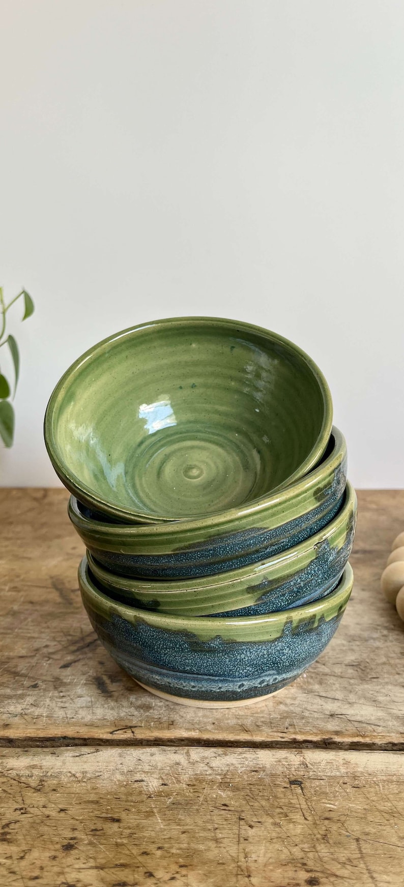 Pottery Dip Bowl Green Handmade Snack Bowl Food Prep Bowl Ceramic Food Prep Dish Green Kitchen Set Bowl Small Accent Bowl Set Snack Dish Set