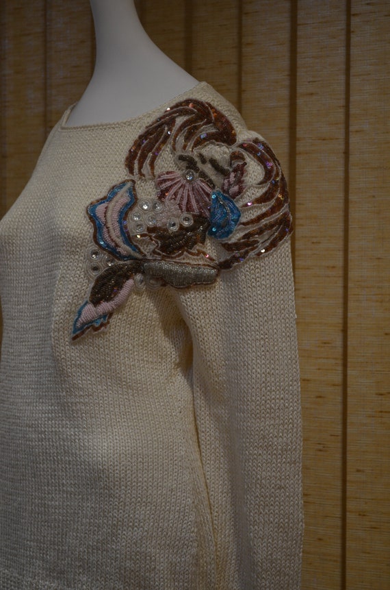 VINTAGE 90's Sequined Sweater Classic Shoulder Pad