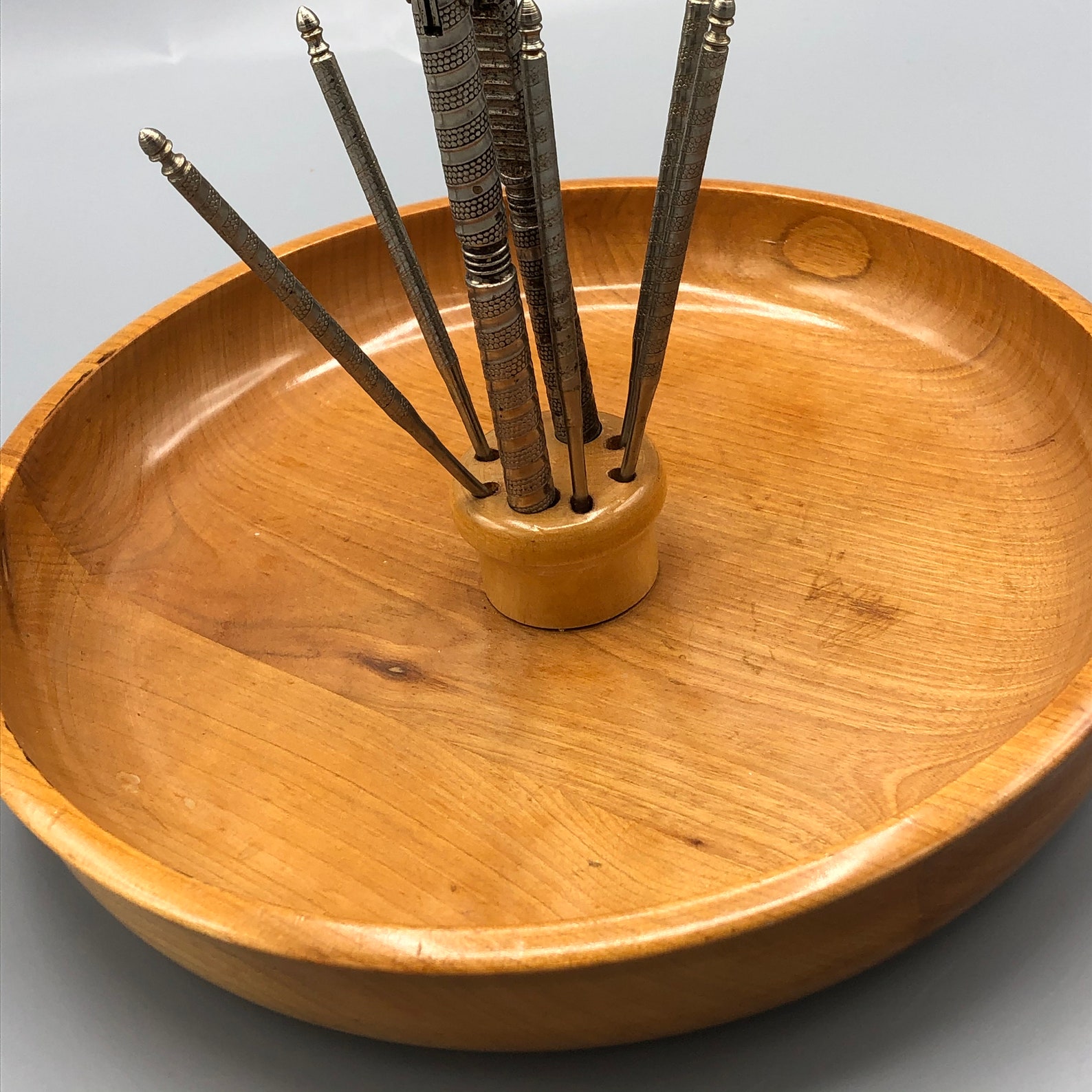 Vintage Mid Century Wooden Nut Bowl Cracker Etsy