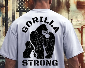 T-shirt singe, Vêtements de sport, T-shirt Gorilla Strong, Amateur de fitness, Vêtements musclés, T-shirt d'haltérophilie