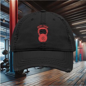 CrossFit Embroidered Hat - Distressed Baseball Cap for Gym, Fitness Hat, Workout Hat, Exercise Hat, Kettlebell Cap, Gym Fashion, Women&#39;s Cap