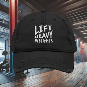Embroidered Lift Heavy Weights Hat- Workout Dad Cap, Fitness Baseball Cap, Gym Embroidery Hat, Weightlifting Beanie, Gym Gift, Bodybuilding