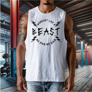 Beast Gym Tank -Men&#39;s Muscle Shirt, Workout Tank Top, Fitness Sleeveless Tee, Powerlifting Gym Clothing, Weightlifter Tank, Bodybuilding