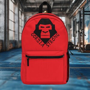 Gorilla backpack, Fitness Gifts, Gym Bag, Travel Daypack, Red Backpack