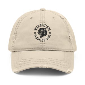 Embroidered Tiger Face Hat- Vintage Baseball Cap, Distressed Headwear, Wildlife Animal Lover Gift, Retro Safari Snapback, Fitness Hat