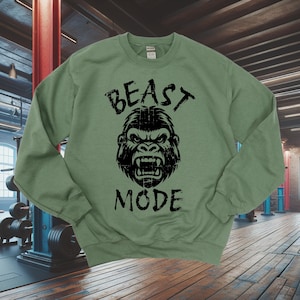 Gorilla Beast Mode Sweatshirt - Fitness Jumper, Workout Top, Exercise Apparel, Gym Clothing, Bodybuilding Clothing, Weightlifter, CrossFit