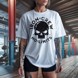 Skull Fitness T-Shirt- Gym Shirt, Exercise Tee, Workout Top, Skull Lover Gift, Unisex Tee, Weightlifter Shirt, Bodybuilding T-Shirt, Muscle