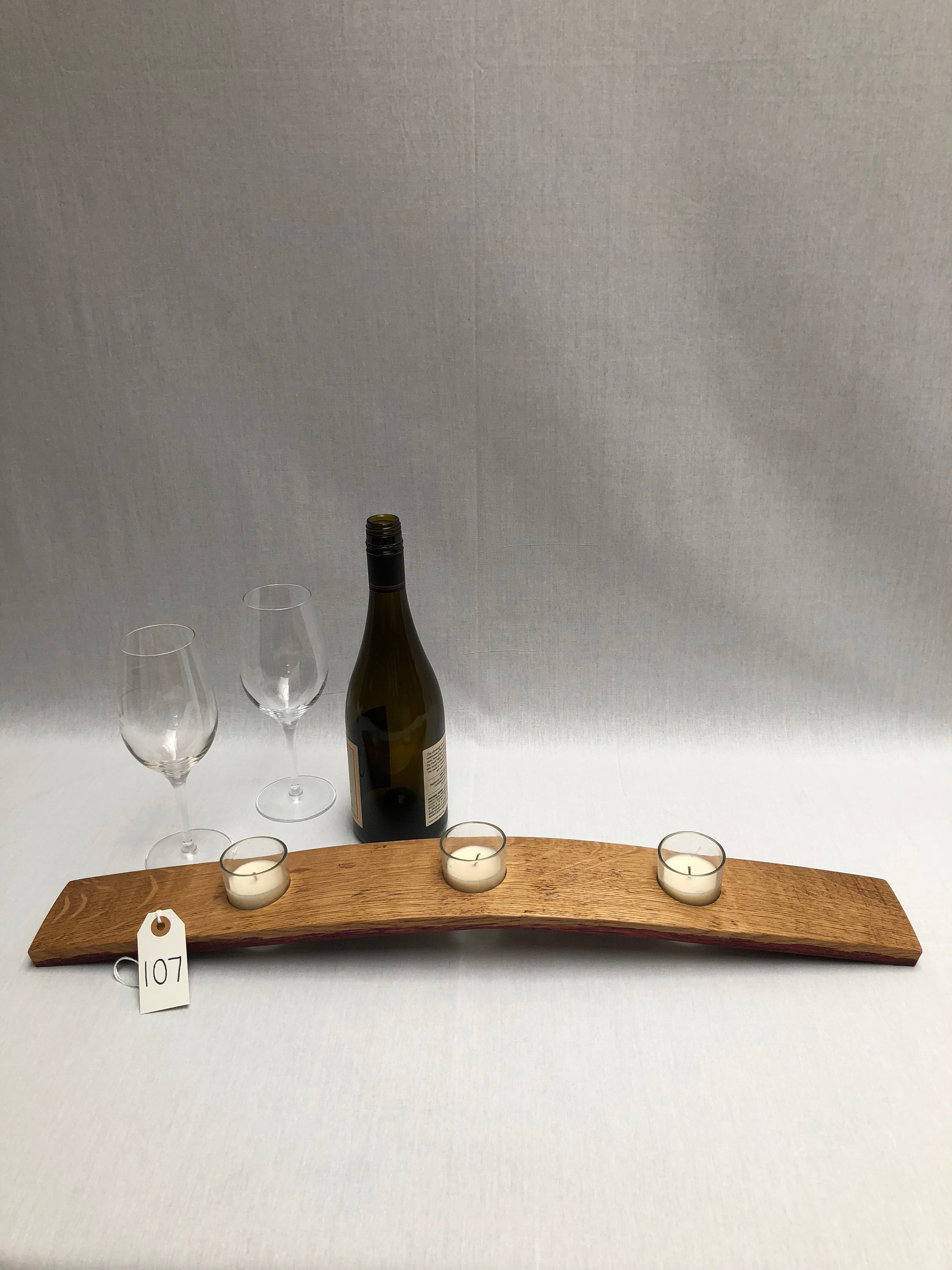 Lot of 2 Wine Barrel Tea Light Candle Holders Arched Reclaimed Wood Stave Oak 