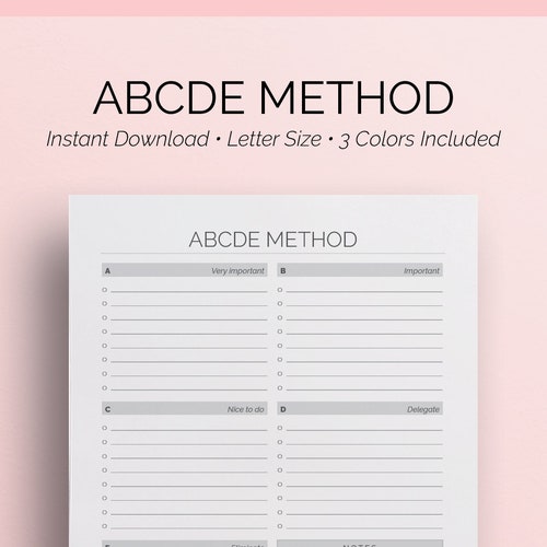 The ABCDE Method Productivity Task List T0-do List - Etsy