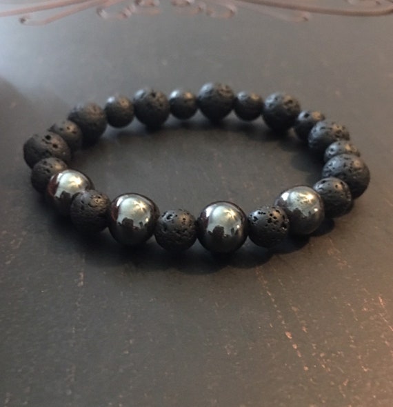 lava stone and hematite bracelet