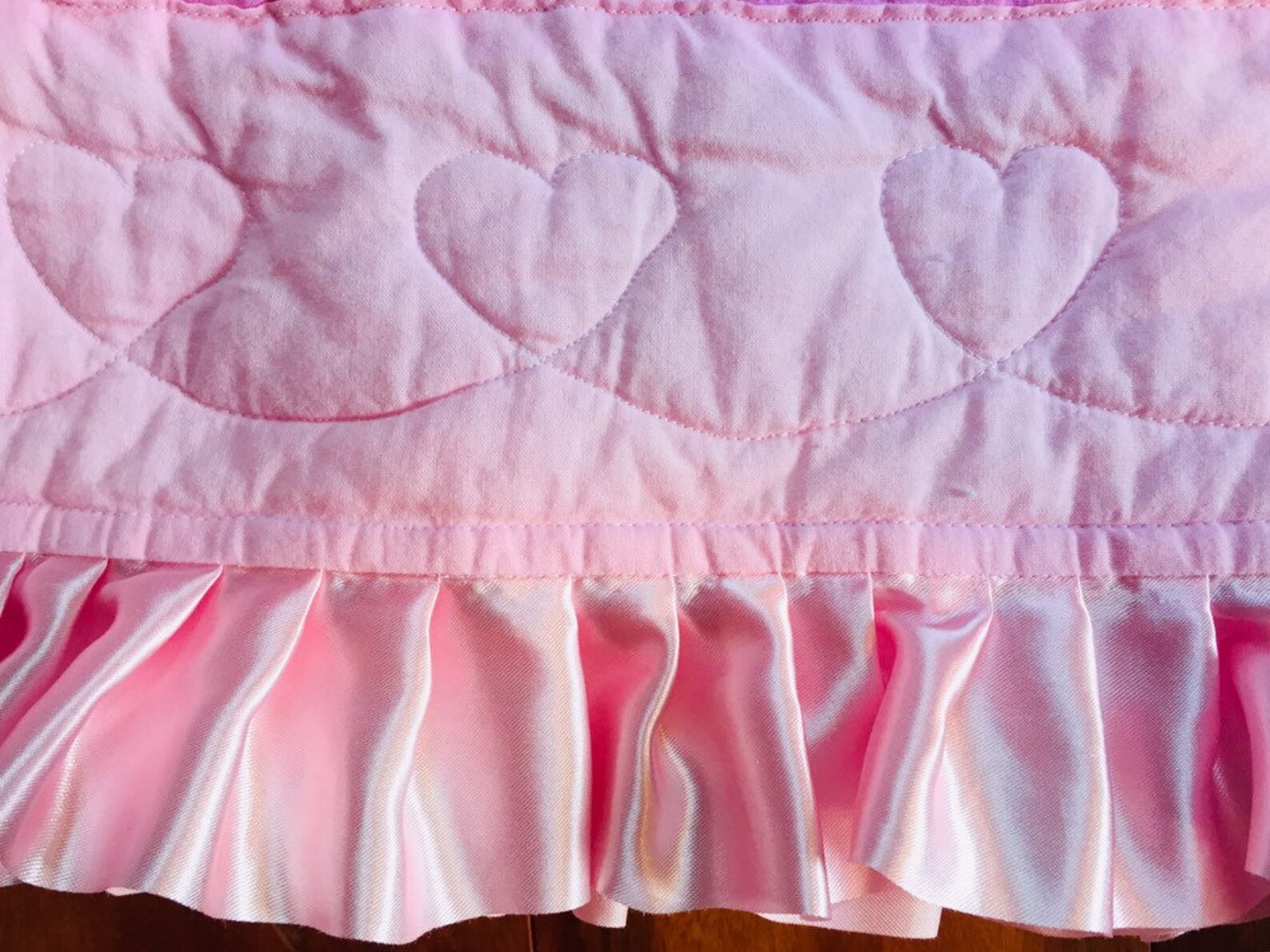 Pink Flower Quilt Baby Girl Quilt Girl Blanket Flowers Hot Pink Hearts