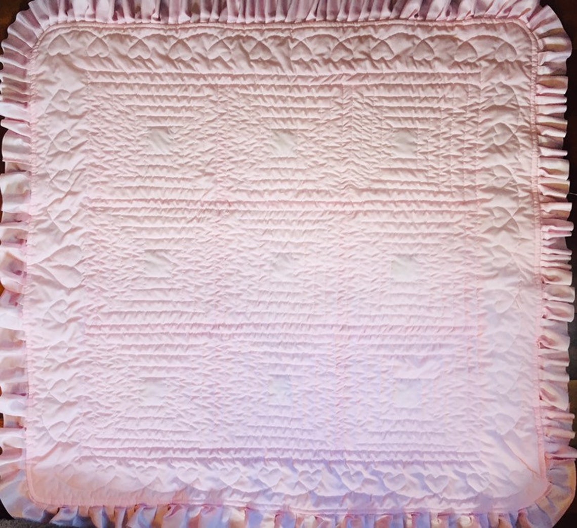 Pink Flower Quilt Baby Girl Quilt Girl Blanket Flowers Hot Pink Hearts