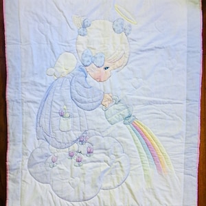 Precious Moments Rainbow Quilt, Baby Girl Blanket