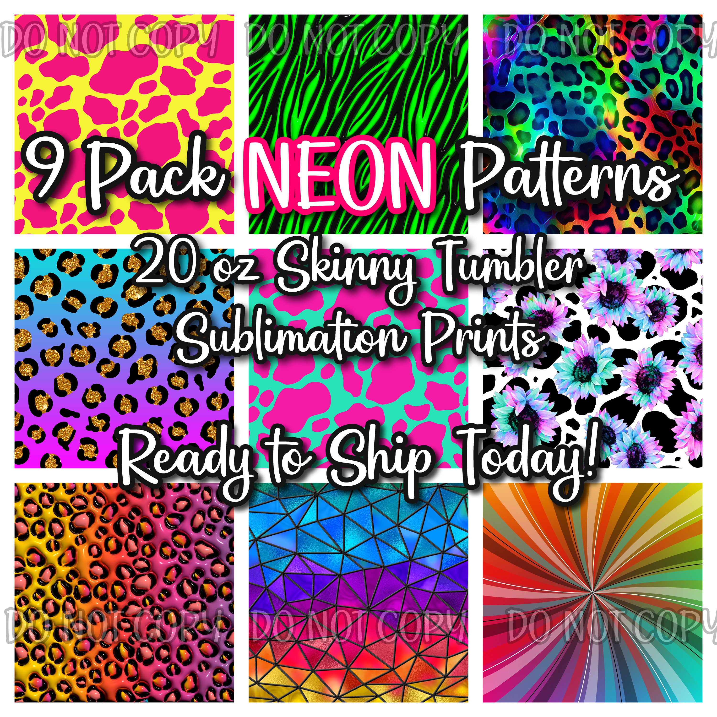 9 Pack Sublimation Prints SHIPS 24 Hours or Less! 20 Oz Skinny Tumbler ...