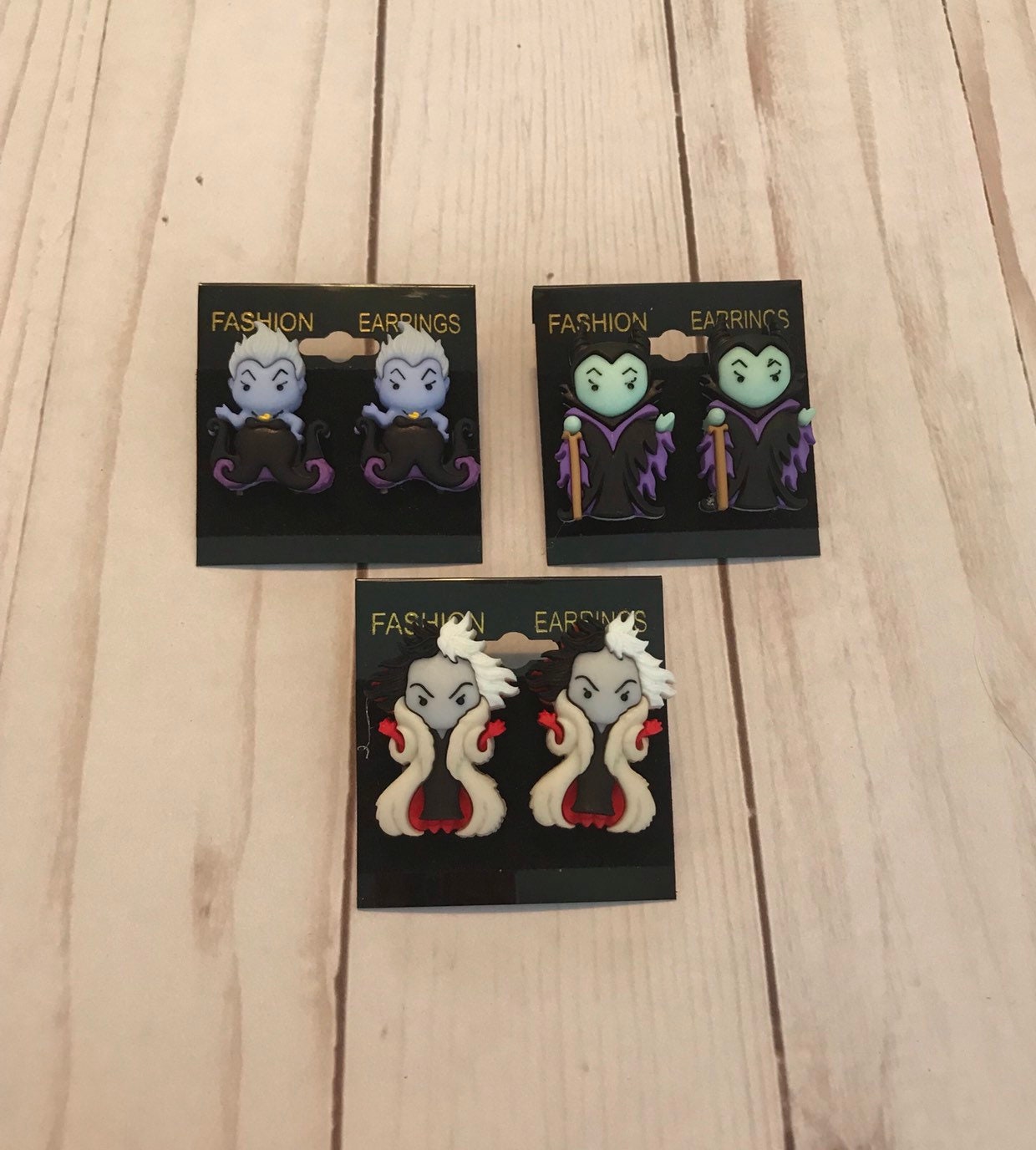 Handmade Disney Villains Ursula Cruella Malificent Earrings