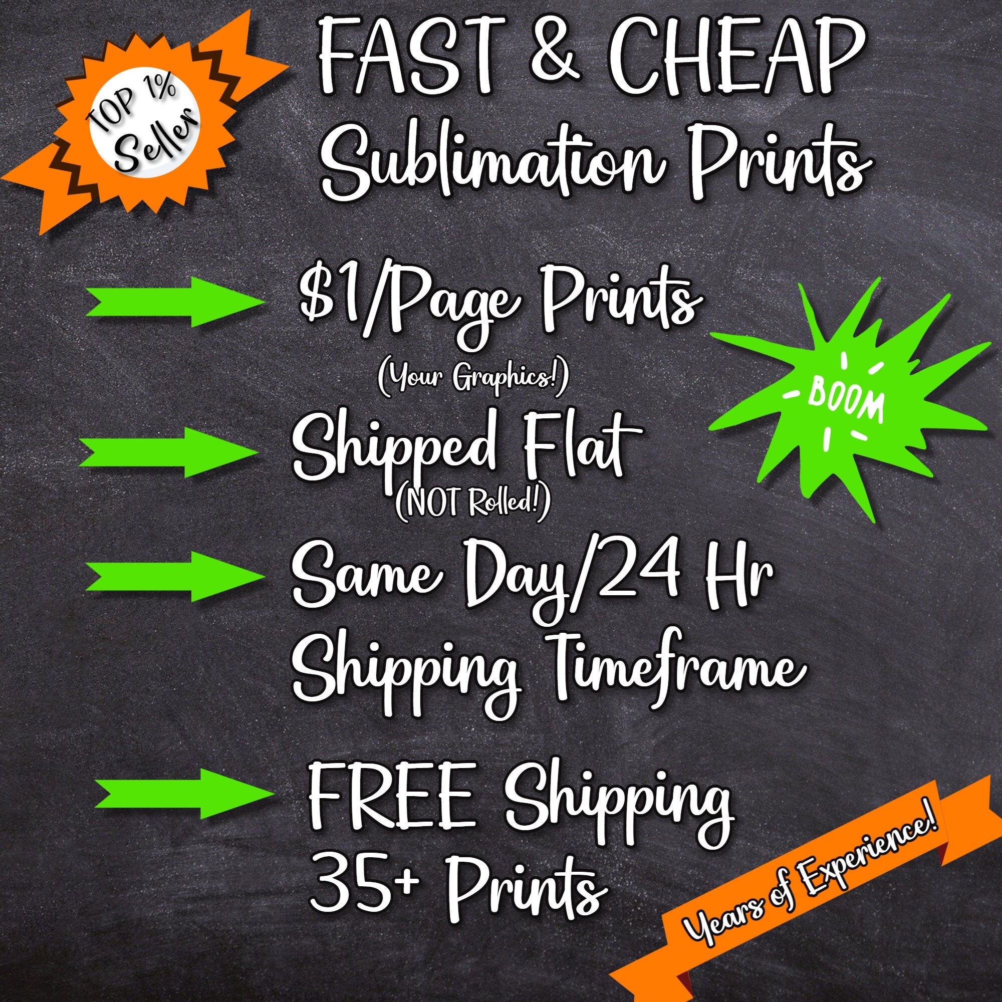 ONE DOLLAR Sublimation Prints SHIPS 24 Hours or Less! Low Flat Shippi…