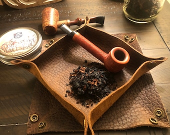 Handmade Leather Valet Tray - Portable Snapping Design