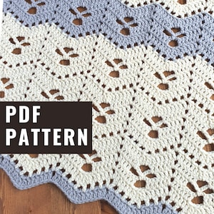 Midwife Ripple Crochet angel blanket pattern baby and throw blanket size, original wave midwife pattern