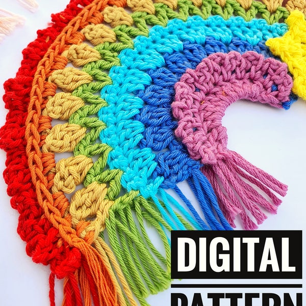 Crochet Rainbow Wall hanging PATTERN The Stitch Foundry boho