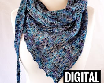 One skein crochet shawl scarf pattern DIGITAL PATTERN ONLY