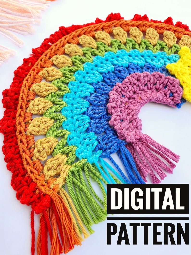Crochet Rainbow Wall Hanging PATTERN the Stitch Foundry Boho Etsy