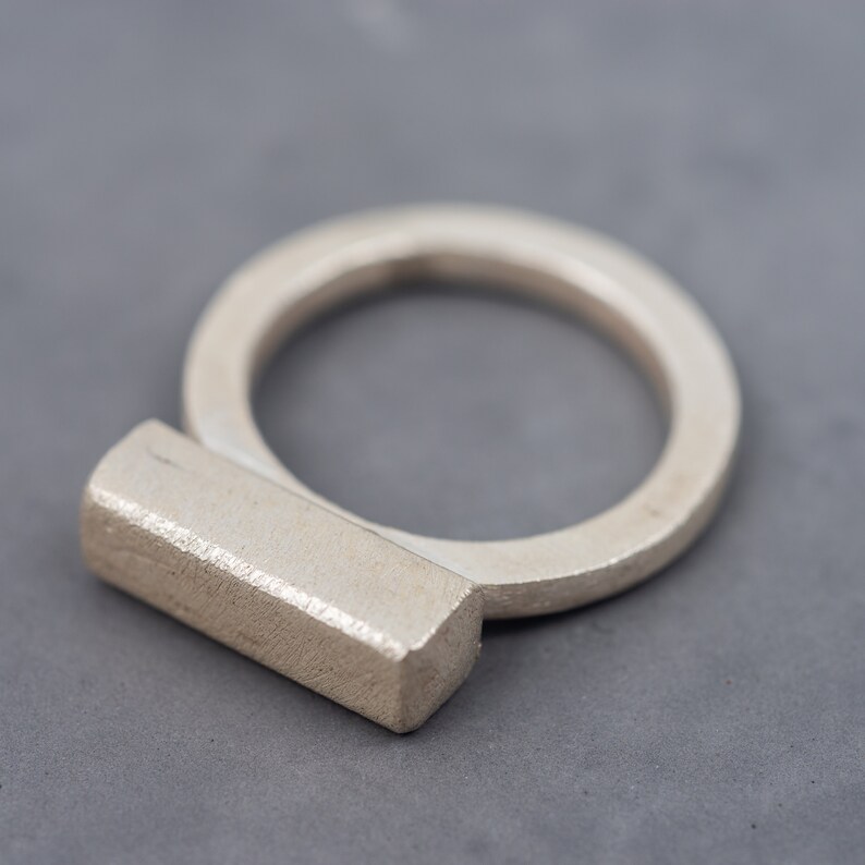 Chunky silver horizontal bar ring STR11 image 7