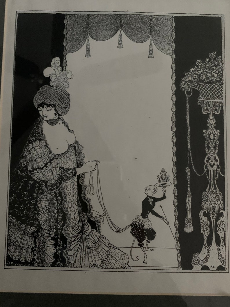 Vintage witchy woman Aubrey Beardsley print #3 13\u201dx10\u201d