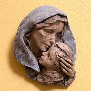 Mother Mary Holding Baby Jesus Wall Decoration - Signed