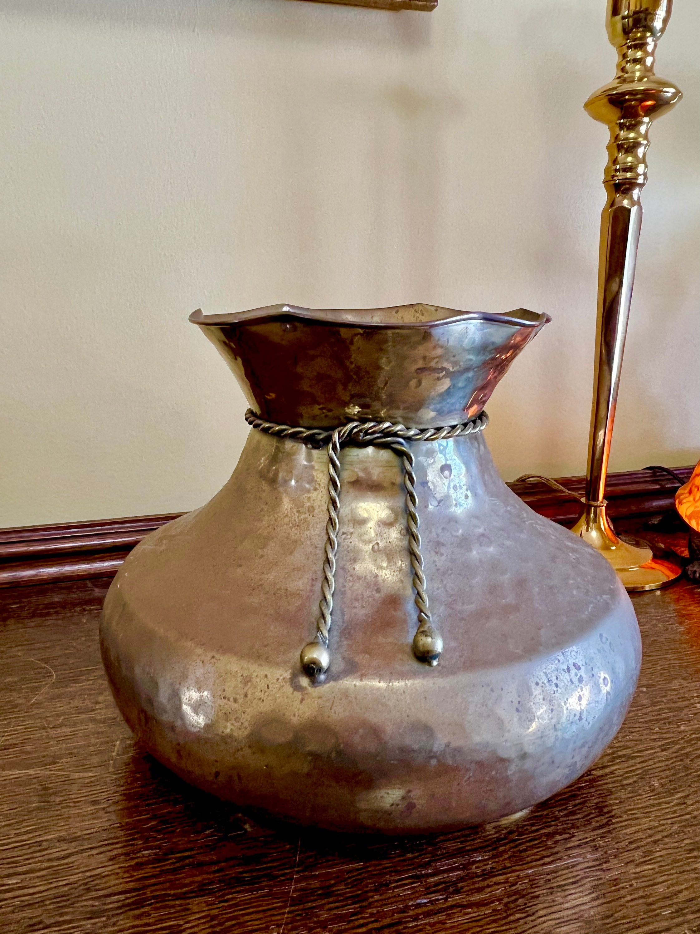 Vintage Brass Hammered Vase Etsy