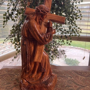 Olive Wood Jesus Christ Carrying Cross