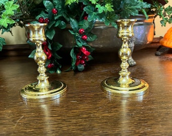 Solid Lacquered Brass Candlestick Holders