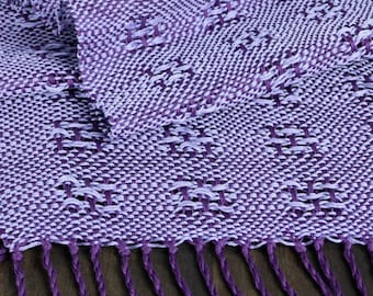 Handwoven Scarf  -  Purple and Lavender Cotton Lace