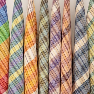 Handwoven Dish Towels - Diamond Pattern Stripes - 100% Cotton