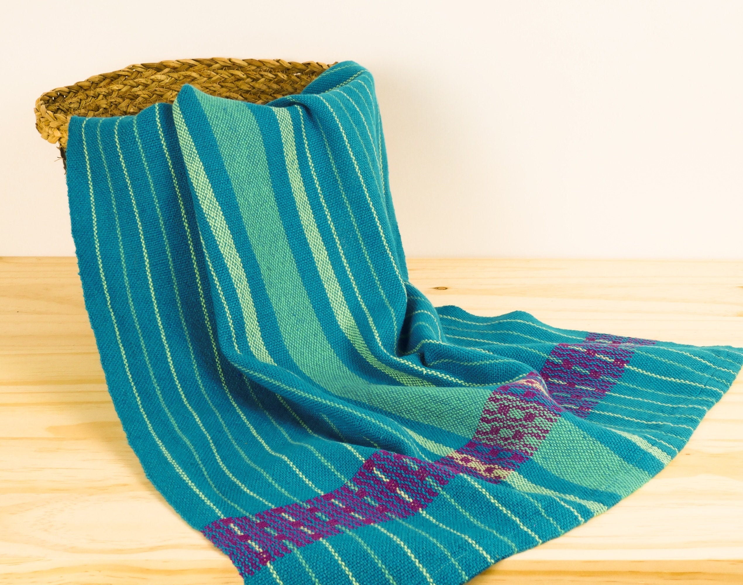 Handwoven Dish Towels Peacock Blue and Turquoise Absorbent Etsy