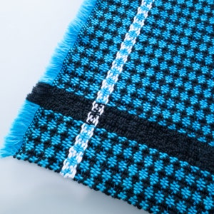 Handwoven Placemat Set of 2 - 12x18 - Turquoise, White, Black - Reversible Cotton - Easy Care