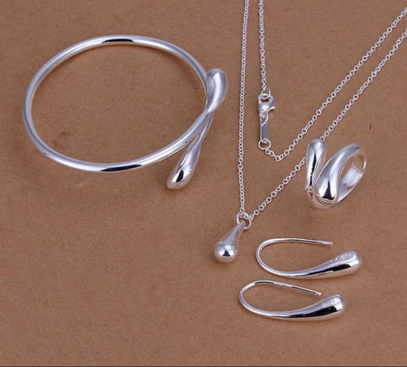 Jewellery Set 4 Piece - Solid Stamped Sterling Silver - Bangle N