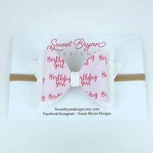 Birthday bow, first birthday hair bow, cake smash bow, birthday headband, first birthday glitter bow, birthday bow, big birthday bow