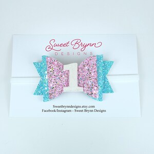 Glitter birthday bow, first birthday hair bow, first birthday bow, cake smash bow, first birthday sparkle bow, girls glitter birthday bow