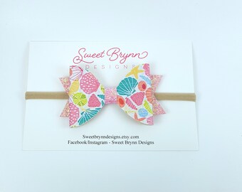 Seashell Hair Bow Summer Hair Bow At The Beach Hair Bow