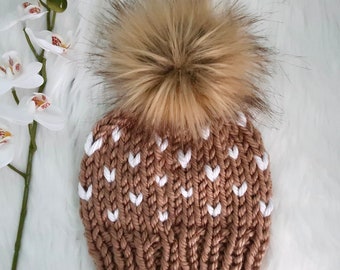 Lovely Beanie / 3-6 months / Neutral Beanie / Unisex baby hat / Infant Photography Prop / Baby Announcement beanie / Brown