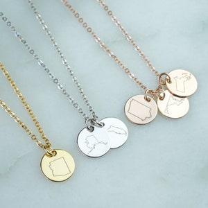 Personalized State Necklace Best Friend Long Distance Gift Necklace Bestie Sister Gift Necklace